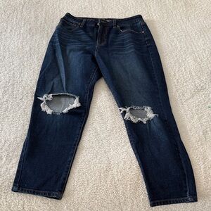 No Boundaries Dark Blue Distressed Boyfriend Jeans